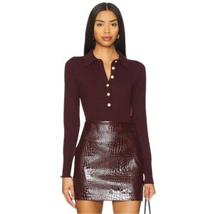 L'AGENCE Burgundy Sweater with Gold Buttons